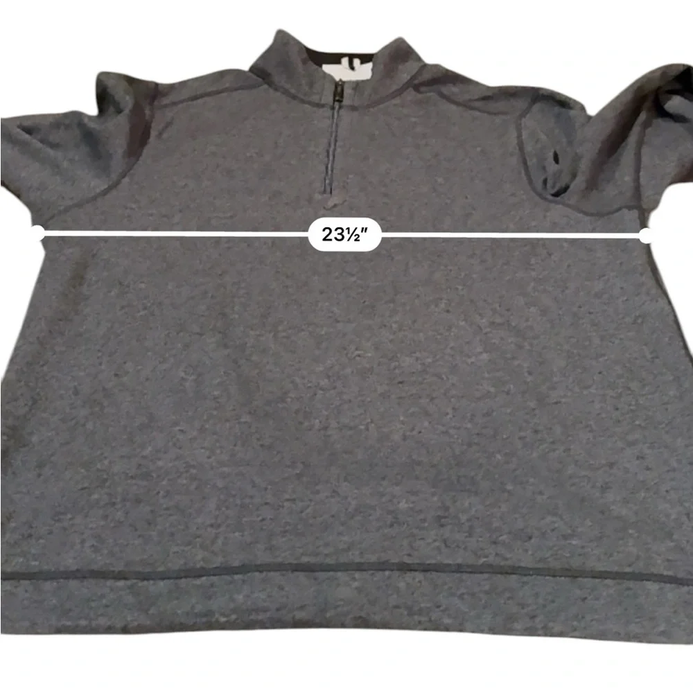 Tommy Bahama Gray Bayview Reversible Quarter‎ Zip Long Sleeve Sweater Sz L